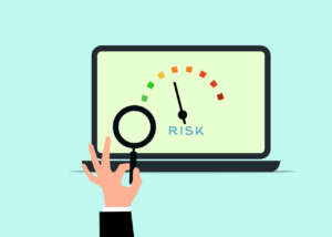A risk meter displaying various levels of risk assessment to help organizations gauge potential threats and vulnerabilities.